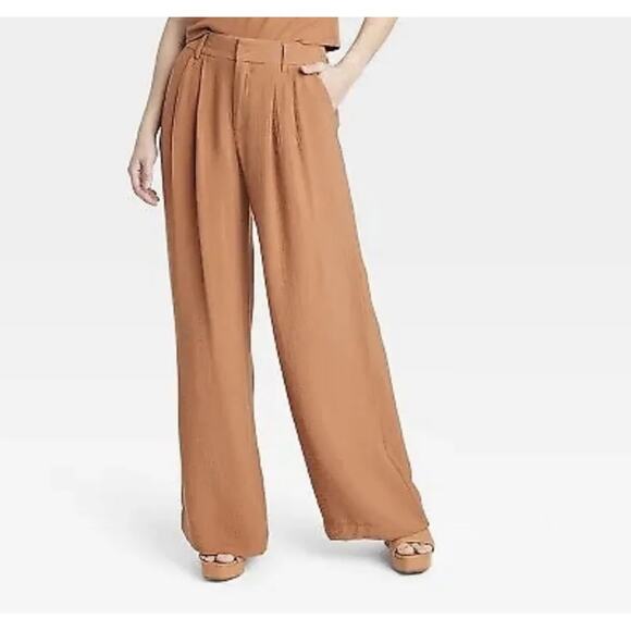 A New Day Brass Trumpet Wide Legged Dress Pant NWT size 8 high waist - Picture 1 of 5